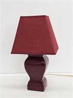 RED CERAMIC TABLE LAMP - 14.5" TALL - WORKS