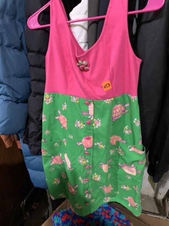 pink and green turtle dress with pockets small