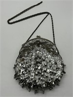 Fine Vintage Silver Sequin & Bauble Evening Bag