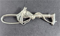 Sterling Horse & Riding Crop Brooch