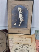 1900's Peoria Musician Cabinet Photo/Contracts ++