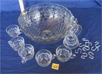 punch bowl w 12 cups & hooks