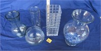 assorted vases, square one is 10"h