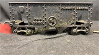 Antique cast iron hopper train car marked PRR 300