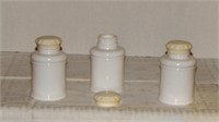 3 milk glass apothecary jars with lids