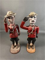 2 Folk Art Canadian Mounties.