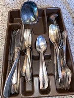 Tray of assumed silver plated flatware