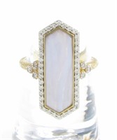 Jude Frances 18K Blue Lace Agate, Diamond Ring