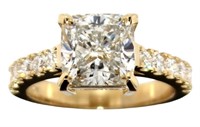 14kt Gold 3.75 ct VS Cushion Lab Diamond Ring
