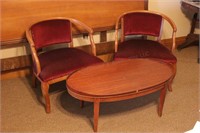 Oval Coffee Table & 2 Curved Back Chairs