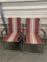 2 Aluminum & Cloth Lawn Chairs