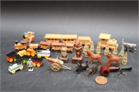 Carved German Miniature Trains & Figurines