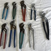 Nine pairs of pliers