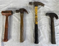 Three hammers and one rubber mallet