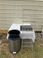 Wire Metal Shelves/Metal Trash Can/More