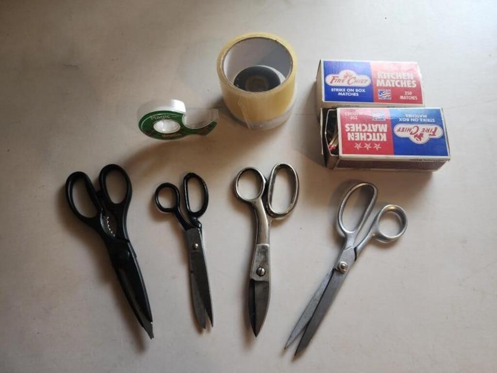 Scissors, matches and tape
