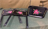 3 - Metal TV Trays w/ Floral Design