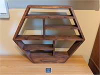 Rustic Wooden Hexagonal Wall Mountable Shelf