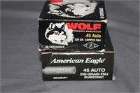 2x$ - .45Auto Wolf copper FMJ, & American Eagle su