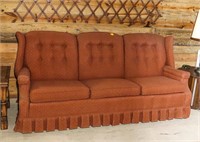 (3) Cushion Brick Red Upholstered Sofa