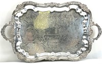 XL Heavy Ornate Silver Plate Serving Tray