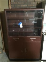 Brown glass top, two drawer cabinet