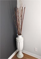 Tall 3 ft Plaster Vase w/ Decorative Branches