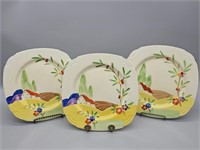 (3) Hand Painted Bird Plates by Grindley (England)