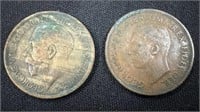1917 & 1950 British Half Pennies