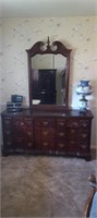 Mahogany Finish 9 Drawer Dresser w/ Mirror