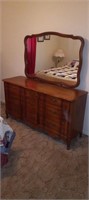 MCM French Provincial 9 Drawer Dresser w/ Mirror