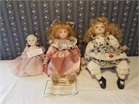 Porcelain Dolls Lot of 3