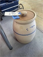 Pottery Crock w/Lid - some chips 12"