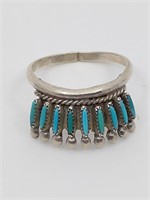Vintage Zuni Sterling Silver Turquoise Ring