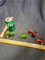 Lot of Small Tractors Toys, Wagon