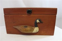 Wooden Box with Carved Duck accent