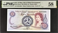 Isle of Man 5 Pounds,PMG58,Fancy SN. IMBN