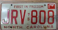 Vintage 1975 NC license plate