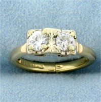 Vintage Two Stone Old European Cut Diamond Friends