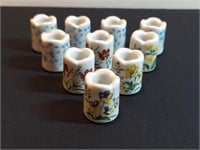 10pc West German Milk Glass Small Taper Holders