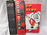 Vintage Dominoes and Go Fart Card Game