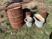 Assortment of barrels and tubs