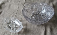 (2) Cut crystal bowls with sawtooth rims.
