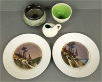 5 pieces of signed art pottery including