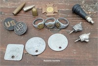 Interesting Military Lot - Ww1 Rings, Dog Tags,