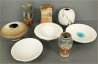 8 pieces of studio pottery including Jason Trebs,