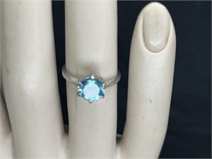 Aquamarine Sterling Silver Ladies Ring