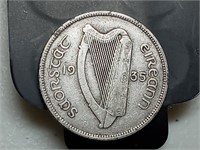 OF) Low mintage 1935 Ireland silver 2 Florin