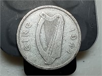 OF) Low mintage 1941 Ireland silver 2 Florin