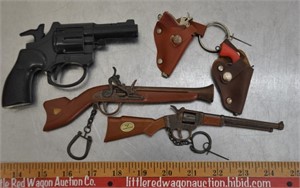 Novelty miniature guns, keyrings